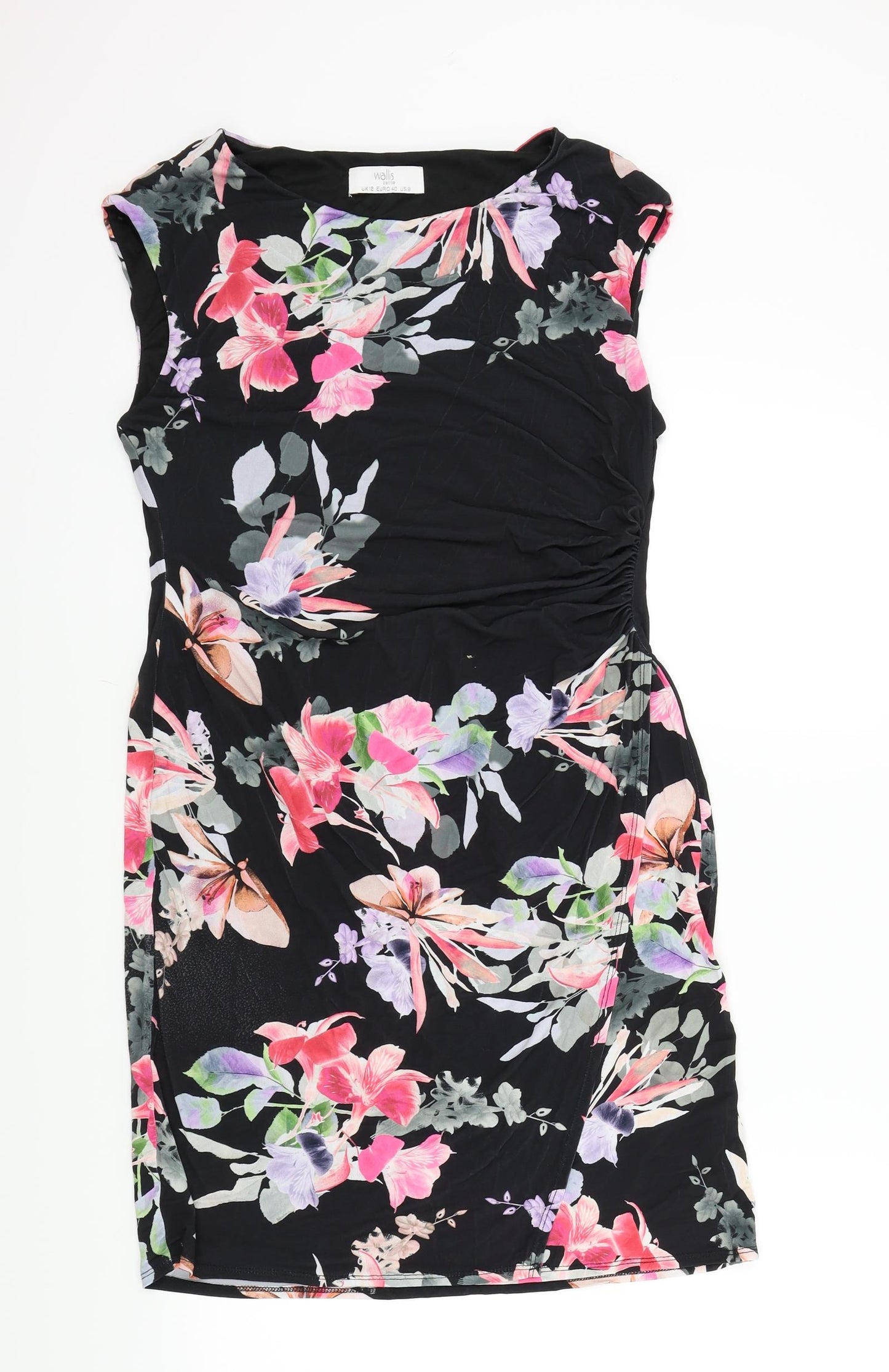 Wallis Womens Black Floral  A-Line  Size 12