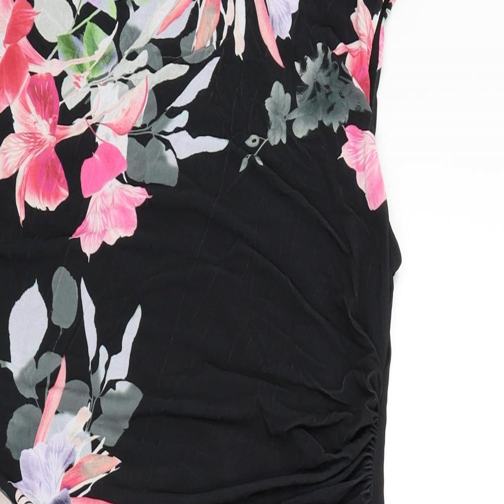 Wallis Womens Black Floral  A-Line  Size 12