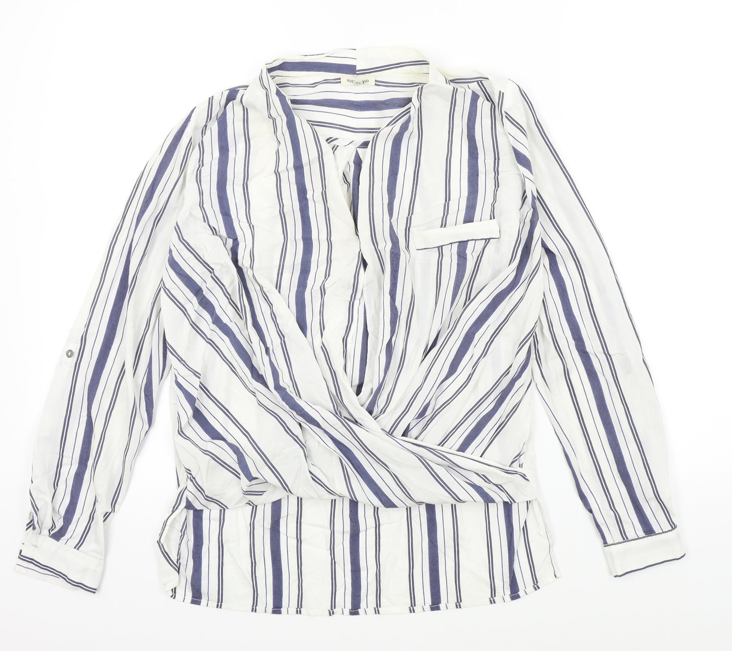 River Island Womens White Striped  Basic Blouse Size 8