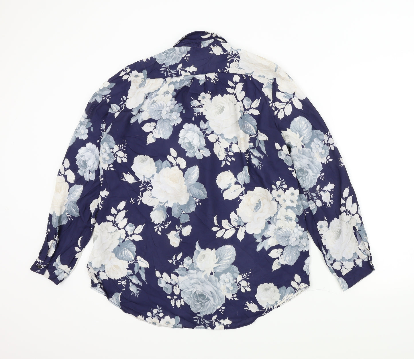 George Womens Blue Floral  Basic Blouse Size 16