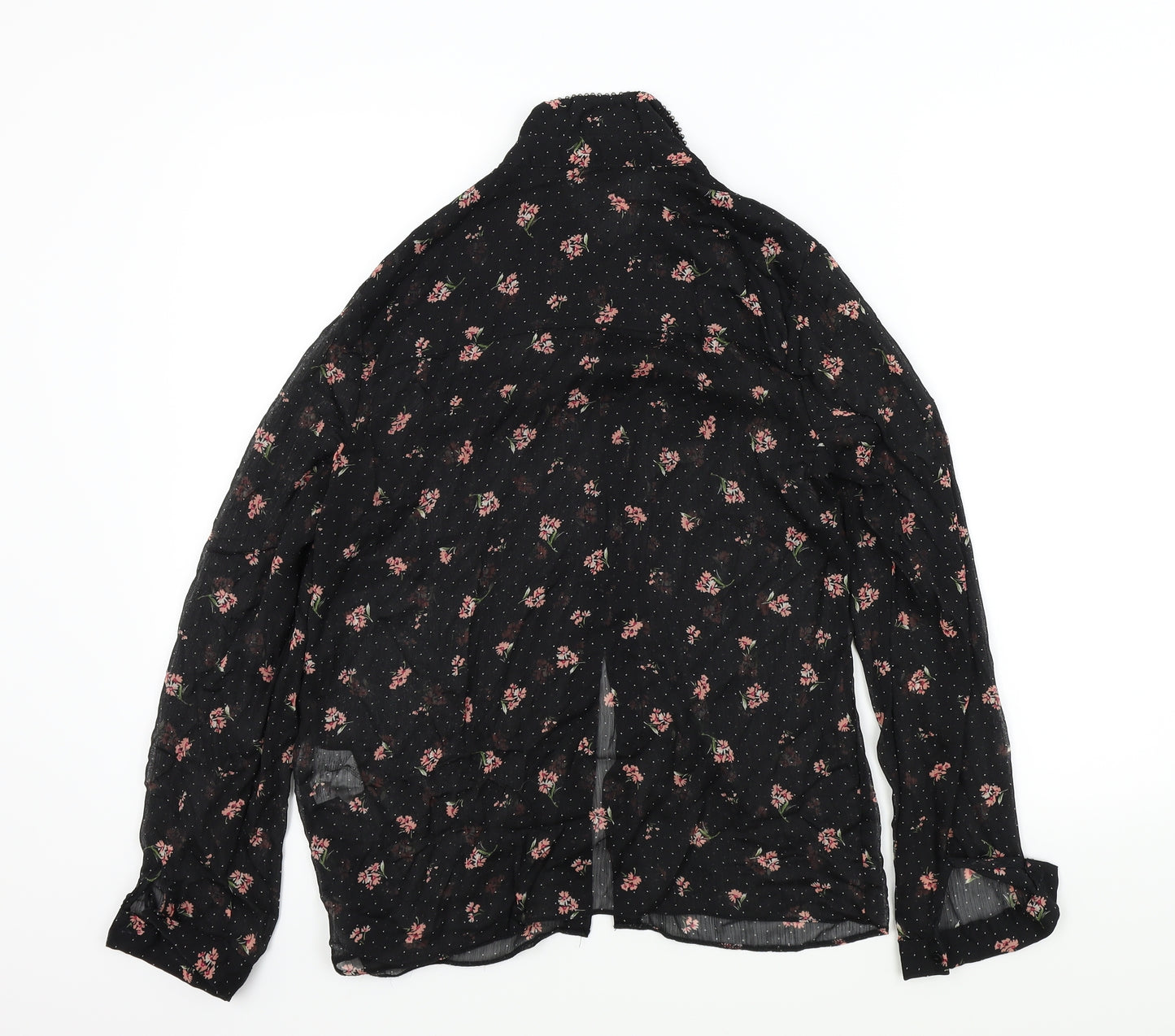 F&F Womens Black Floral  Basic Blouse Size 12