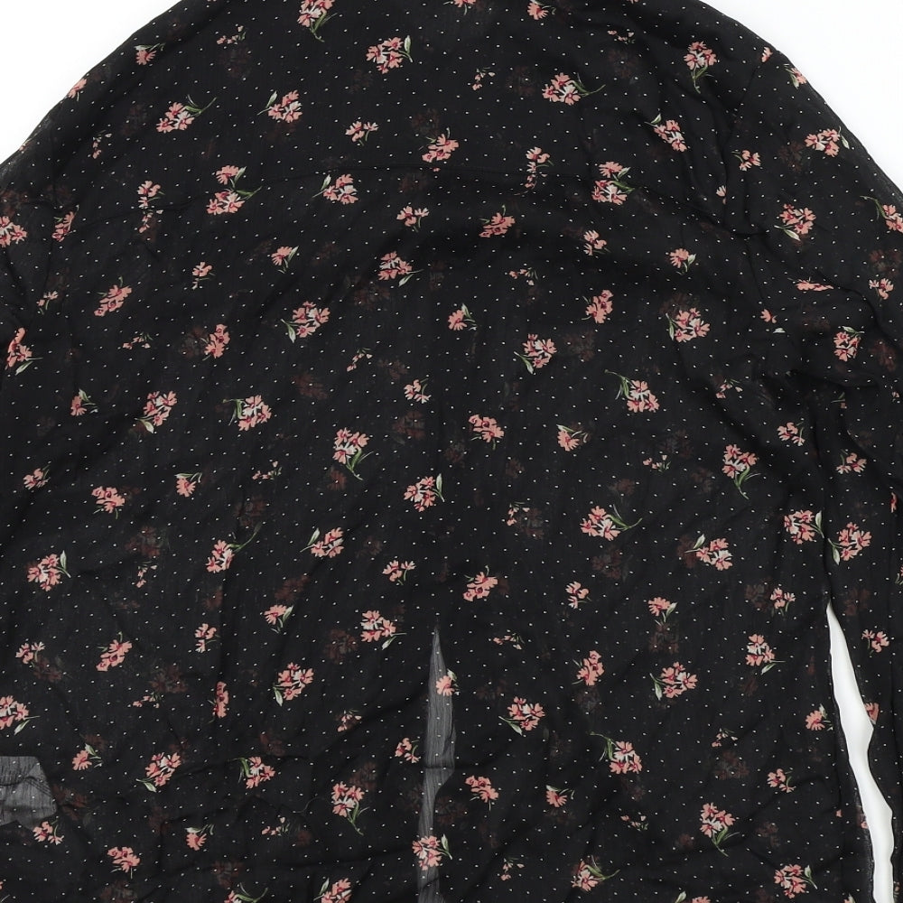 F&F Womens Black Floral  Basic Blouse Size 12