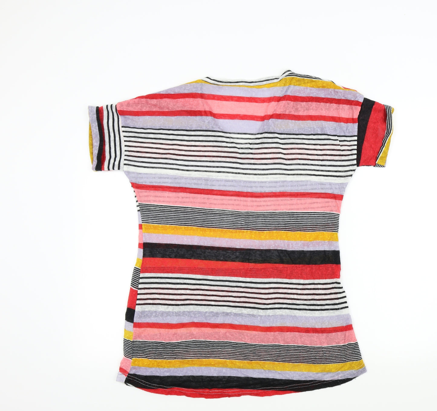 Preworn Womens Multicoloured Striped  Basic T-Shirt Size XL