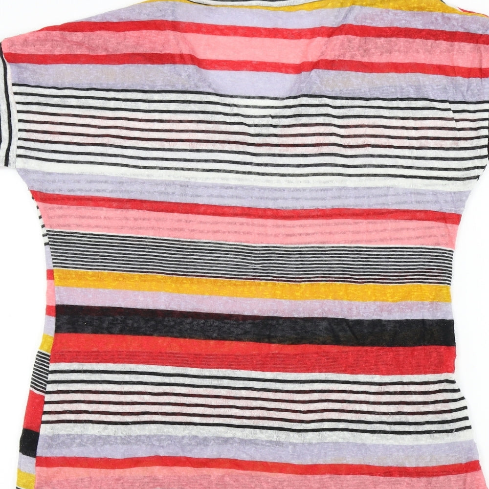 Preworn Womens Multicoloured Striped  Basic T-Shirt Size XL