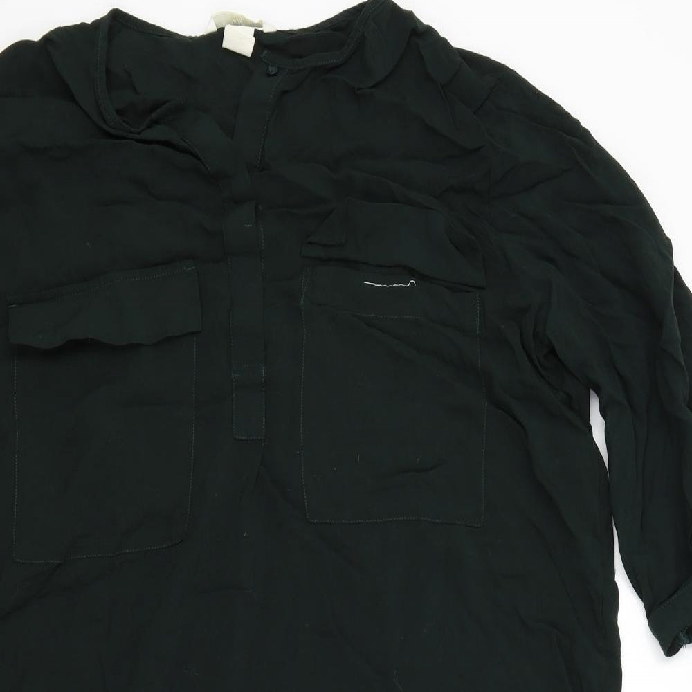 H&M Womens Green Colourblock  Basic Blouse Size 12
