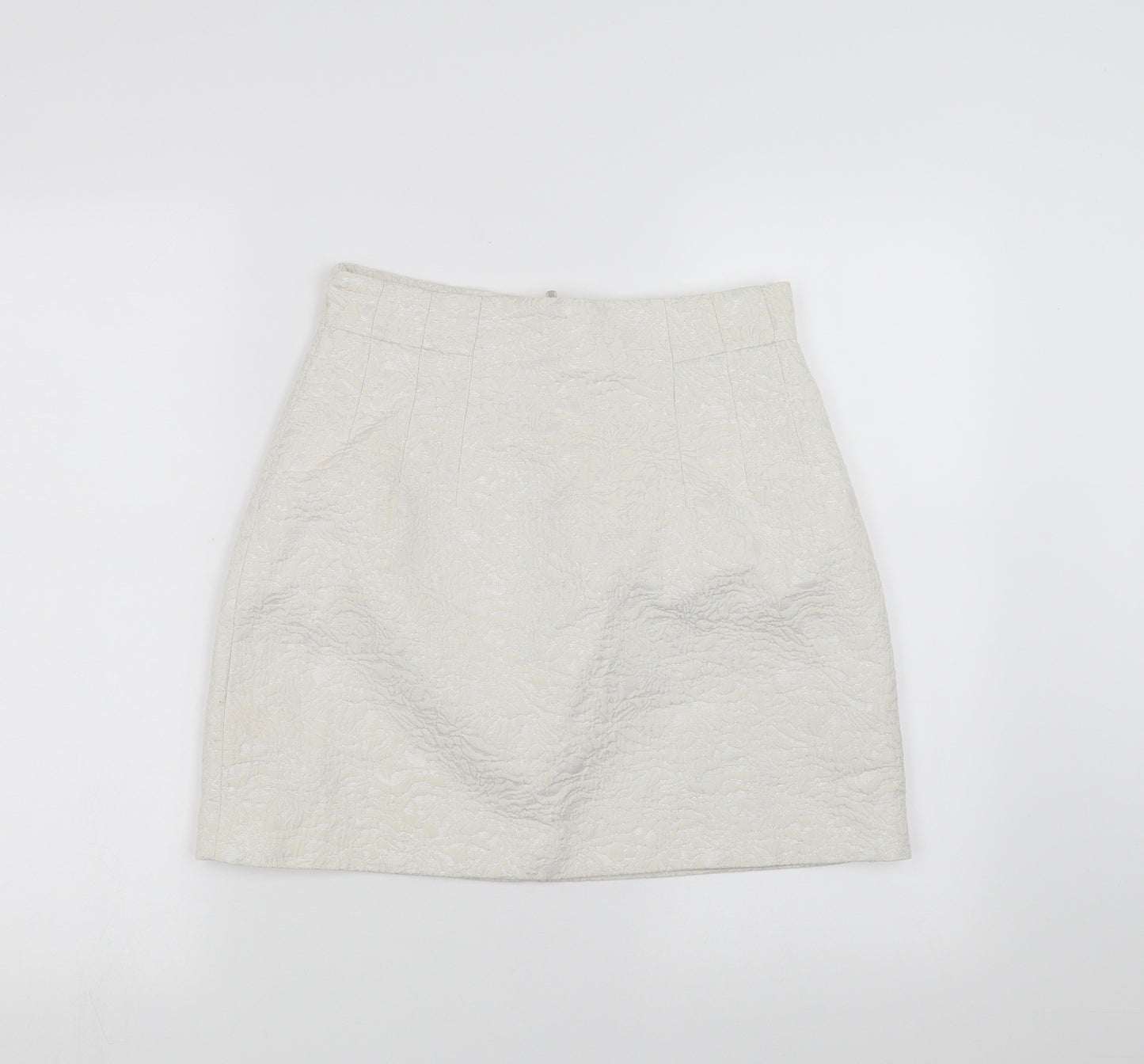 H&M Womens White Floral  A-Line Skirt Size 12