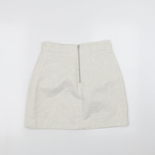 H&M Womens White Floral  A-Line Skirt Size 12