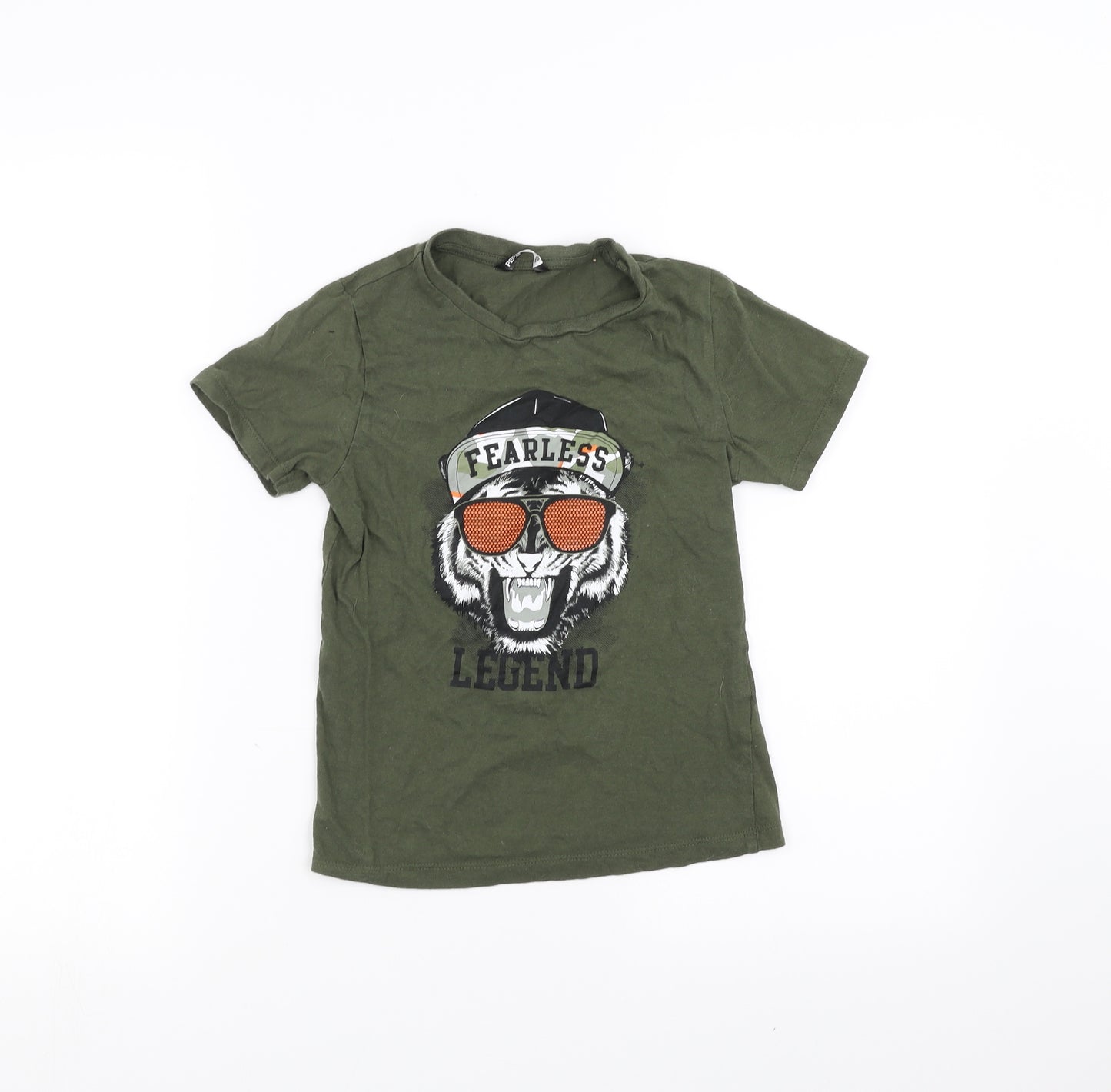 Pep & Co Boys Green   Basic T-Shirt Size 7-8 Years  - fearless legend