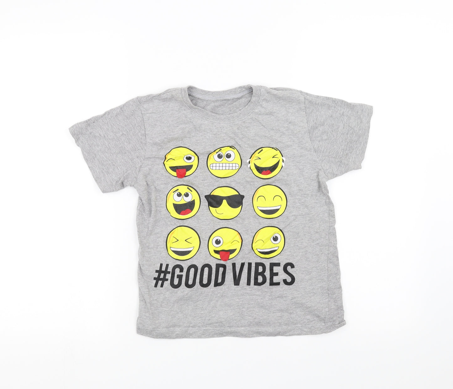 Preworn Boys Grey   Basic T-Shirt Size 10-11 Years  - Good Vibes