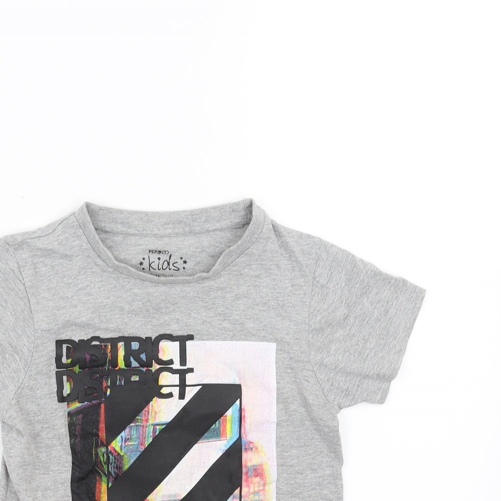 Pep&Co Boys Grey   Basic T-Shirt Size 6-7 Years