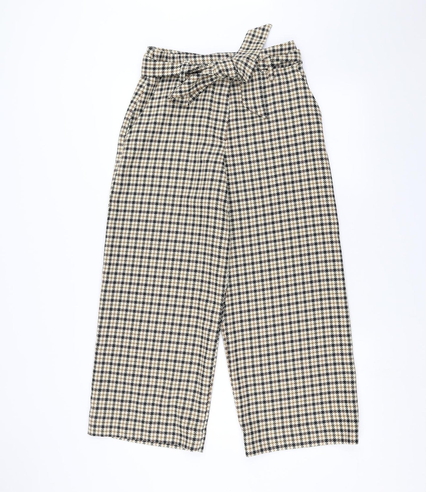 H&M Womens Brown Houndstooth  Trousers  Size 10 L24 in - cropped