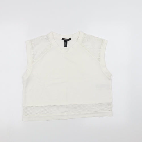 FOREVER 21 Womens White   Cropped T-Shirt Size M