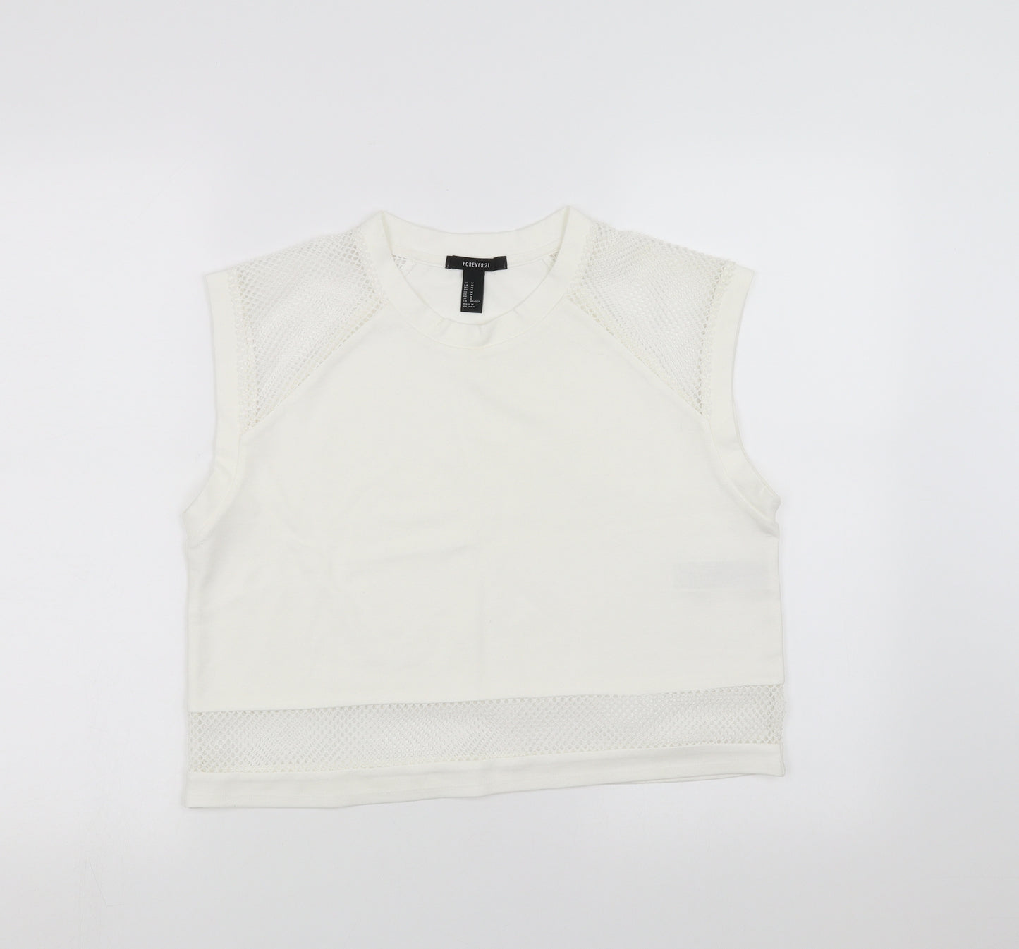 FOREVER 21 Womens White   Cropped T-Shirt Size M
