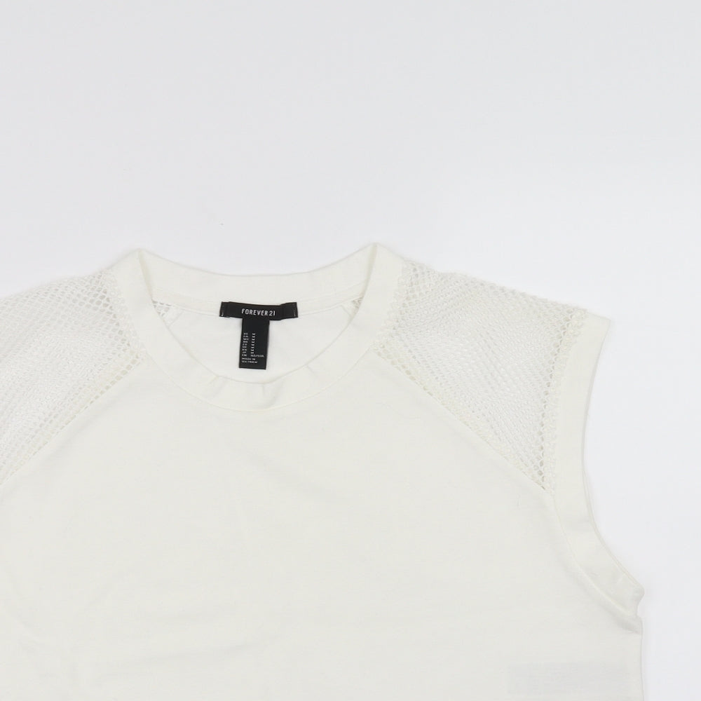 FOREVER 21 Womens White   Cropped T-Shirt Size M
