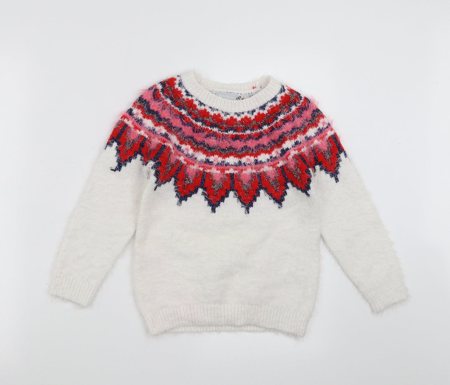 Matalan Girls White Geometric  Pullover Jumper Size 8 Years  - Christmas  Jumper