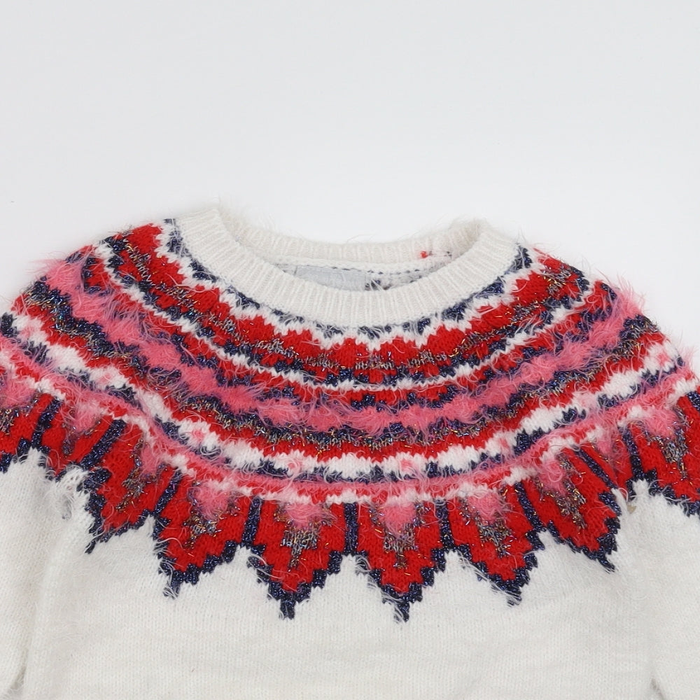 Matalan Girls White Geometric  Pullover Jumper Size 8 Years  - Christmas  Jumper