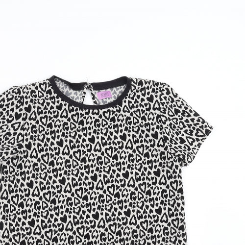 F&F Girls Black Animal Print  Basic Blouse Size 10-11 Years