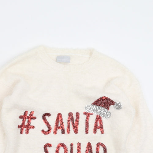 Matalan Girls Ivory   Pullover Jumper Size 11 Years  - Christmas  Jumper