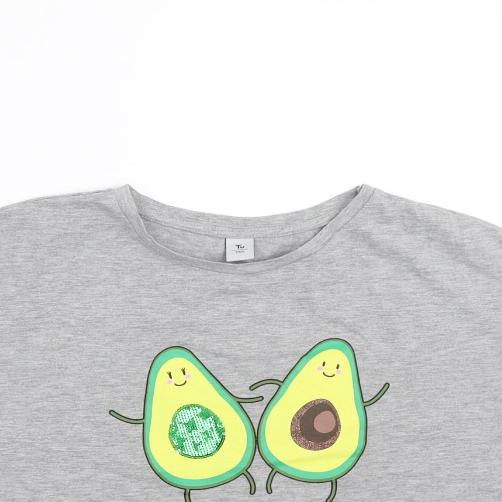 Sainsburys Girls Grey   Basic T-Shirt Size 10 Years  - avocado