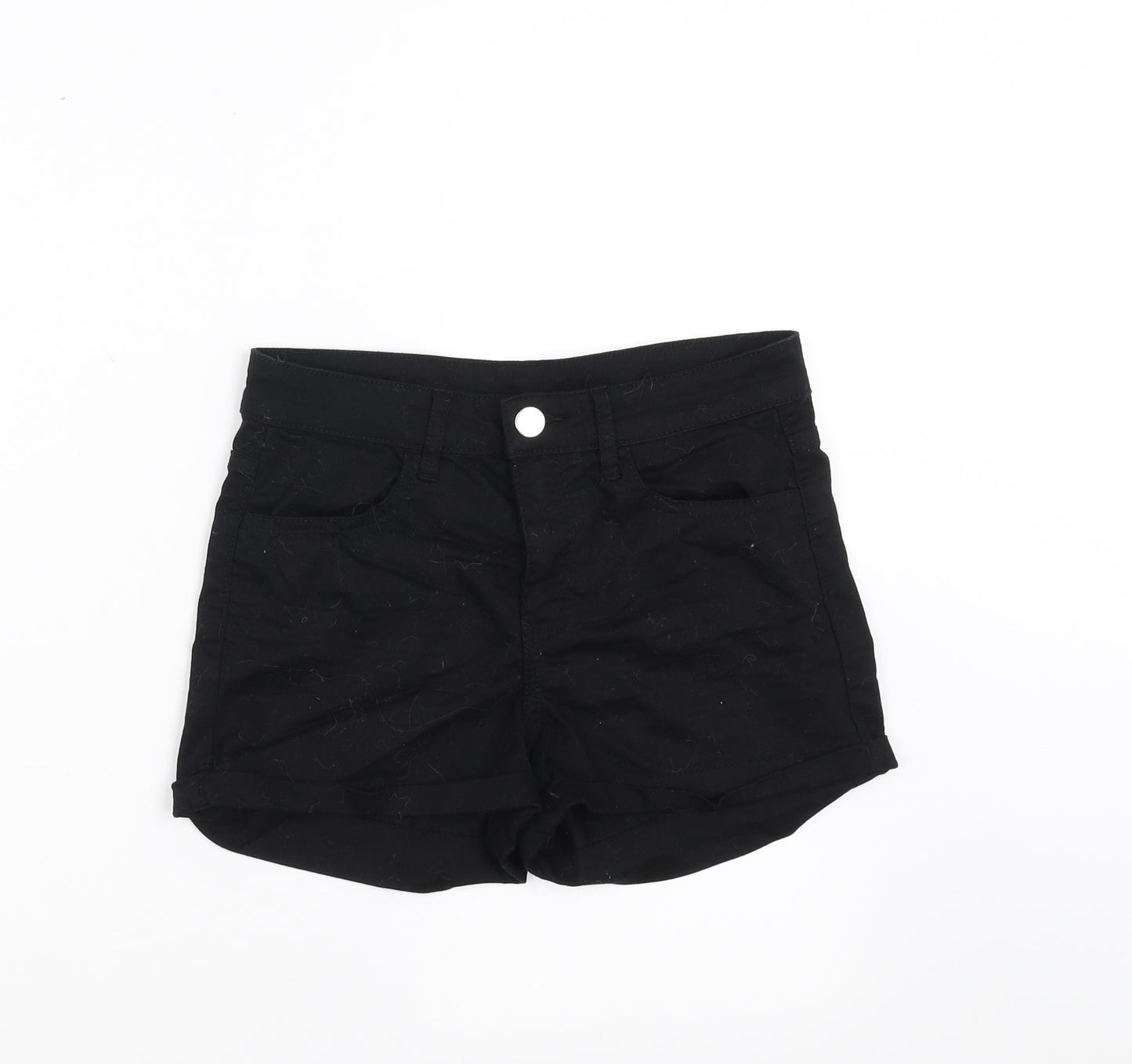 H&M Womens Black  Denim Hot Pants Shorts Size 6