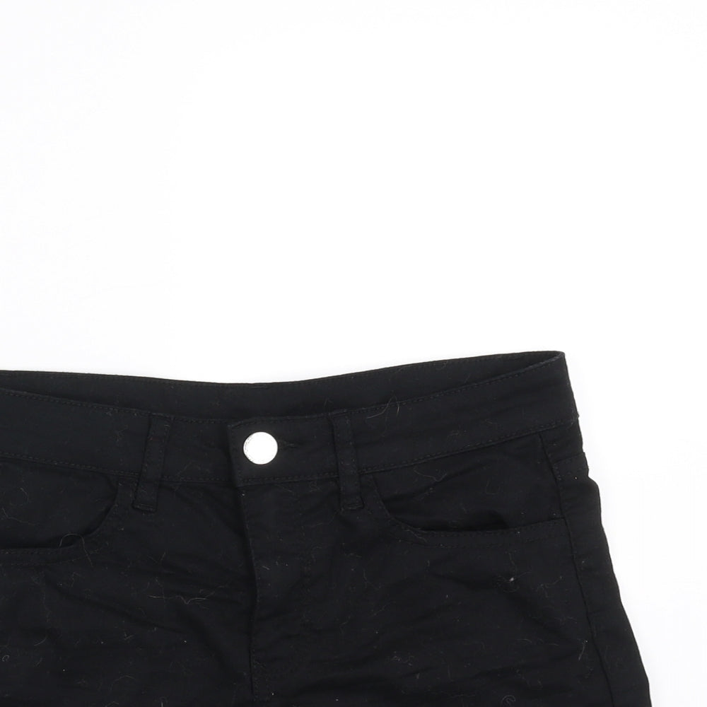 H&M Womens Black  Denim Hot Pants Shorts Size 6