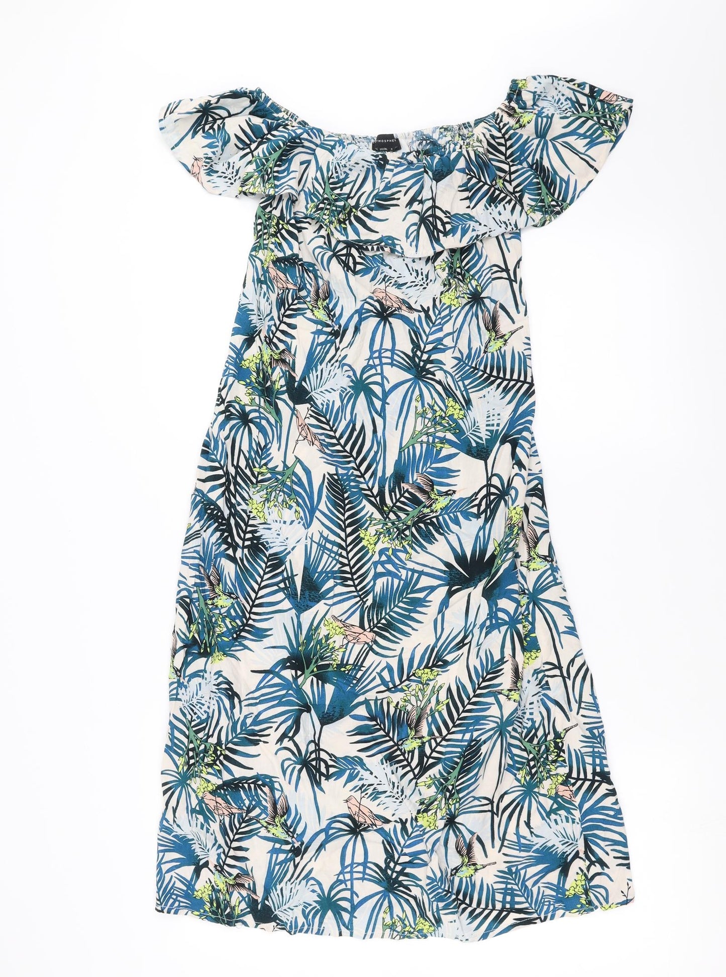Primark Womens Blue Floral  Trapeze & Swing  Size 4  - Leaf Pattern