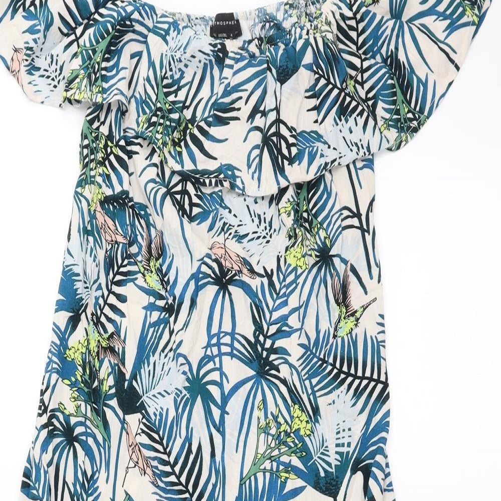 Primark Womens Blue Floral  Trapeze & Swing  Size 4  - Leaf Pattern