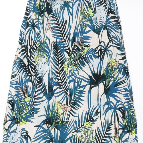Primark Womens Blue Floral  Trapeze & Swing  Size 4  - Leaf Pattern