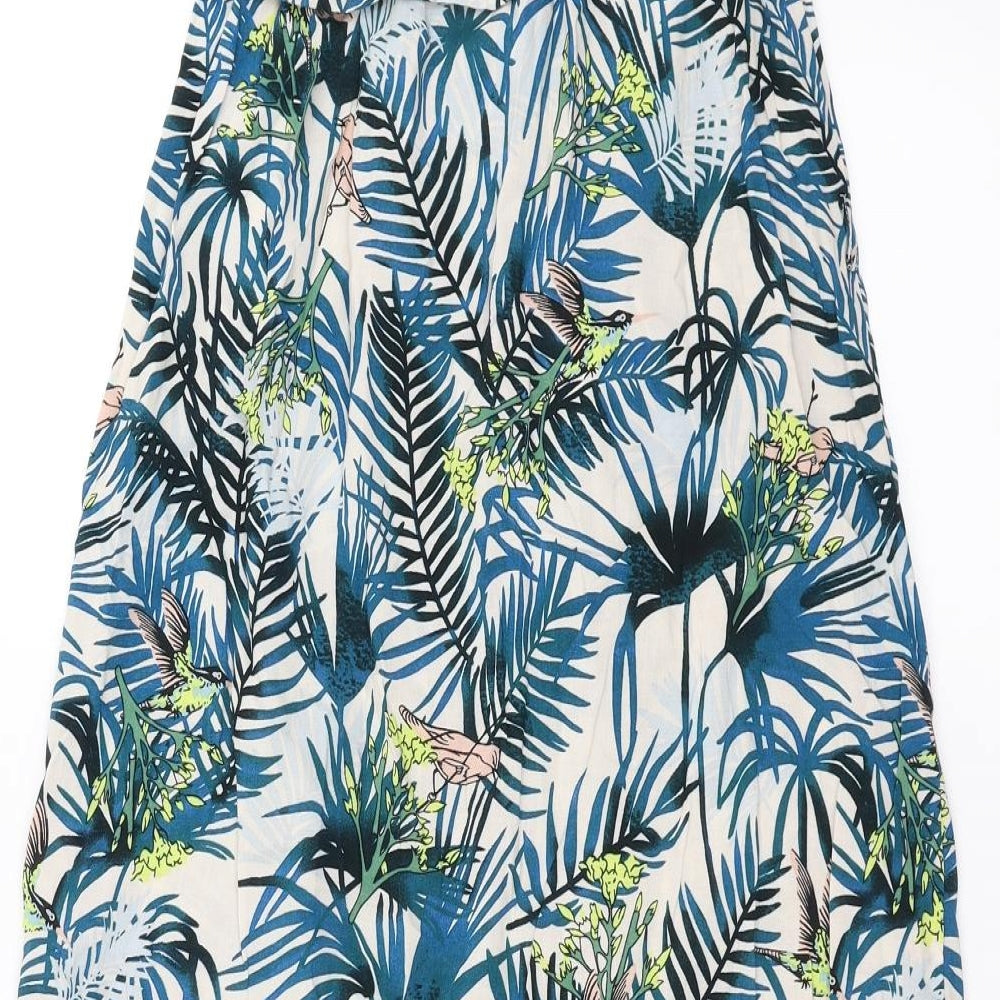Primark Womens Blue Floral  Trapeze & Swing  Size 4  - Leaf Pattern