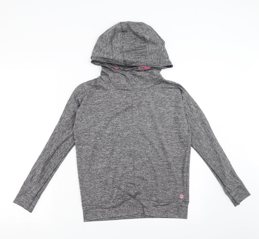 Front view of Matalan girls’ grey pullover hoodie, size 10-11, years