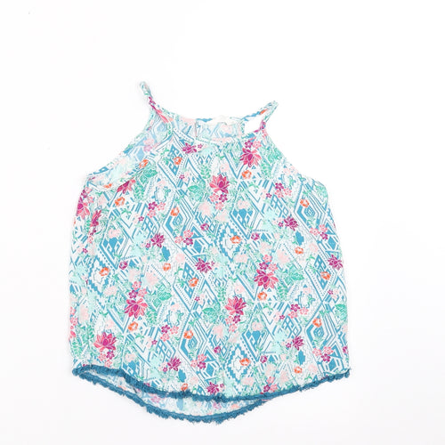 Candy Couture Girls Blue Floral  Camisole Blouse Size 9 Years