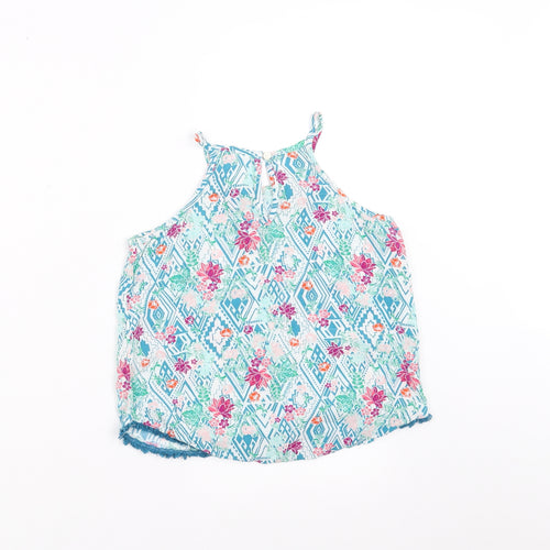Candy Couture Girls Blue Floral  Camisole Blouse Size 9 Years