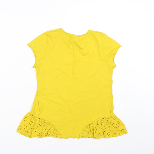 Matalan Girls Yellow   Basic T-Shirt Size 10 Years  - crochet detail