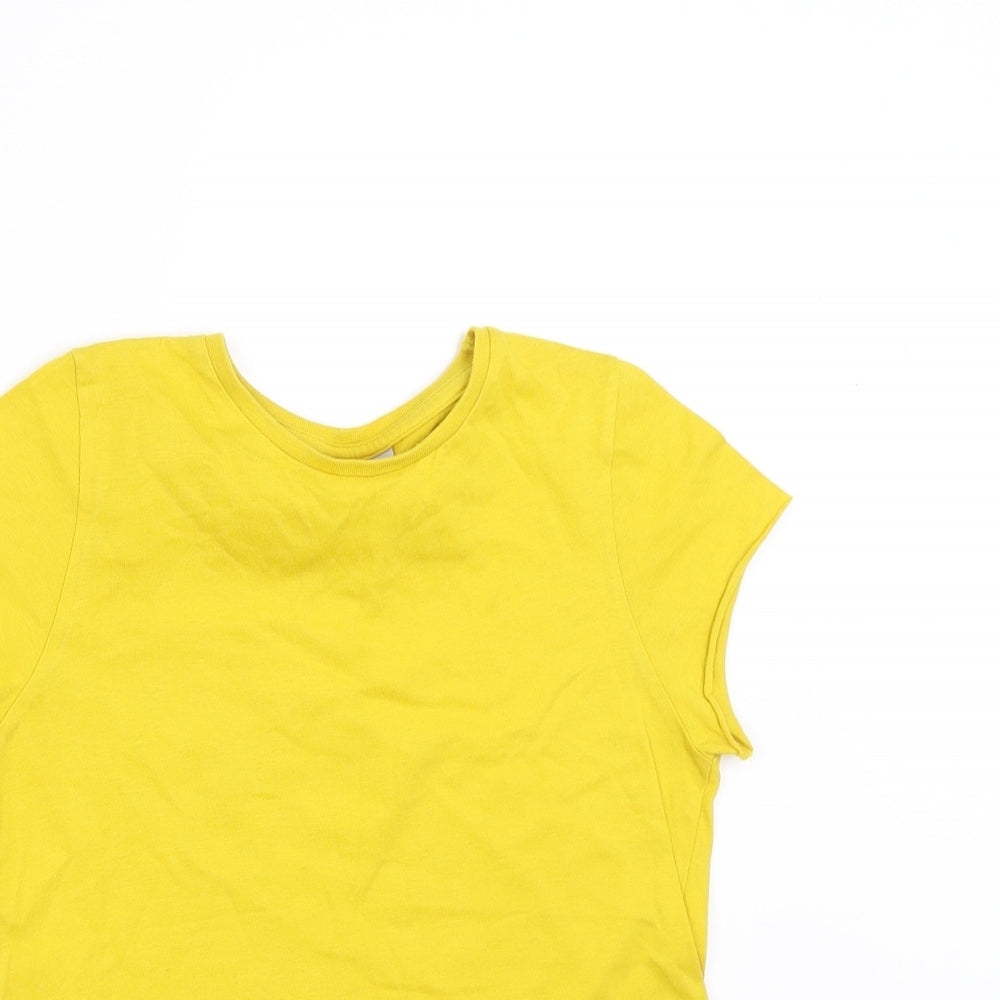 Matalan Girls Yellow   Basic T-Shirt Size 10 Years  - crochet detail