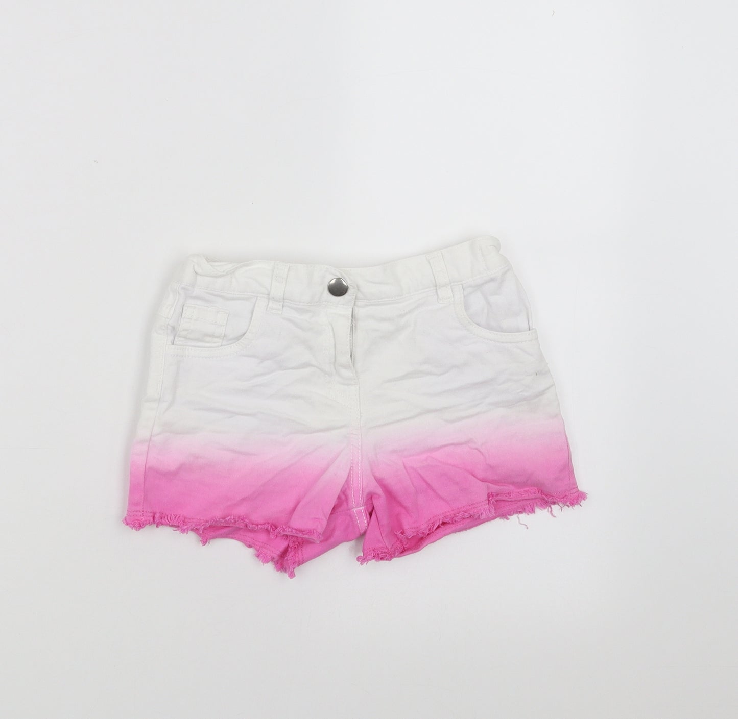 F&F Girls White  Denim Hot Pants Shorts Size 6-7 Years - Pink Ombre