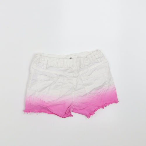 F&F Girls White  Denim Hot Pants Shorts Size 6-7 Years - Pink Ombre