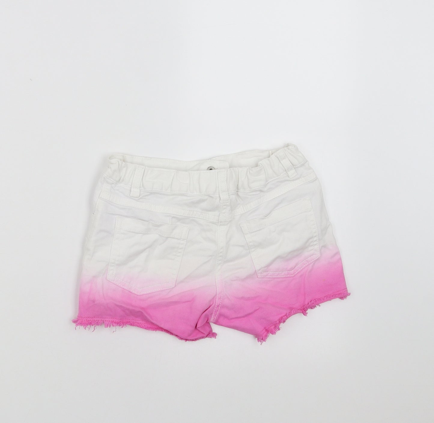 F&F Girls White  Denim Hot Pants Shorts Size 6-7 Years - Pink Ombre