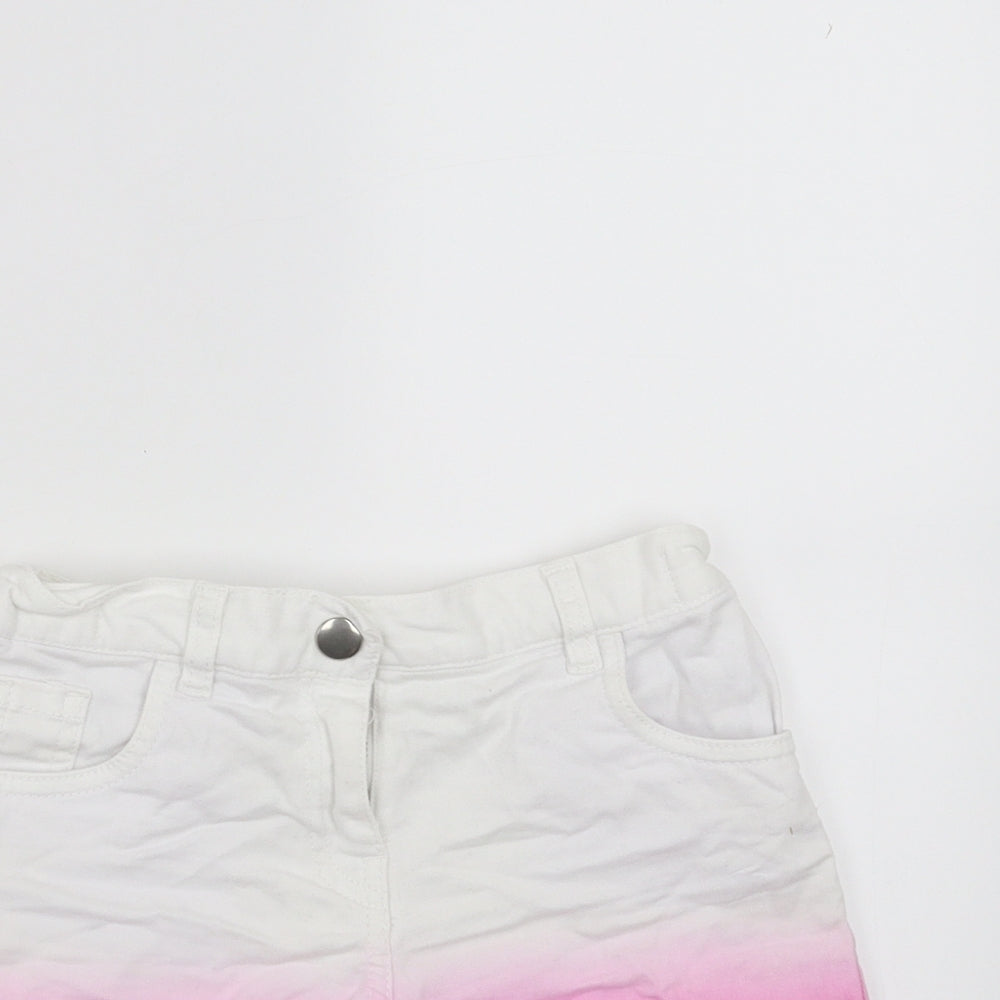F&F Girls White  Denim Hot Pants Shorts Size 6-7 Years - Pink Ombre