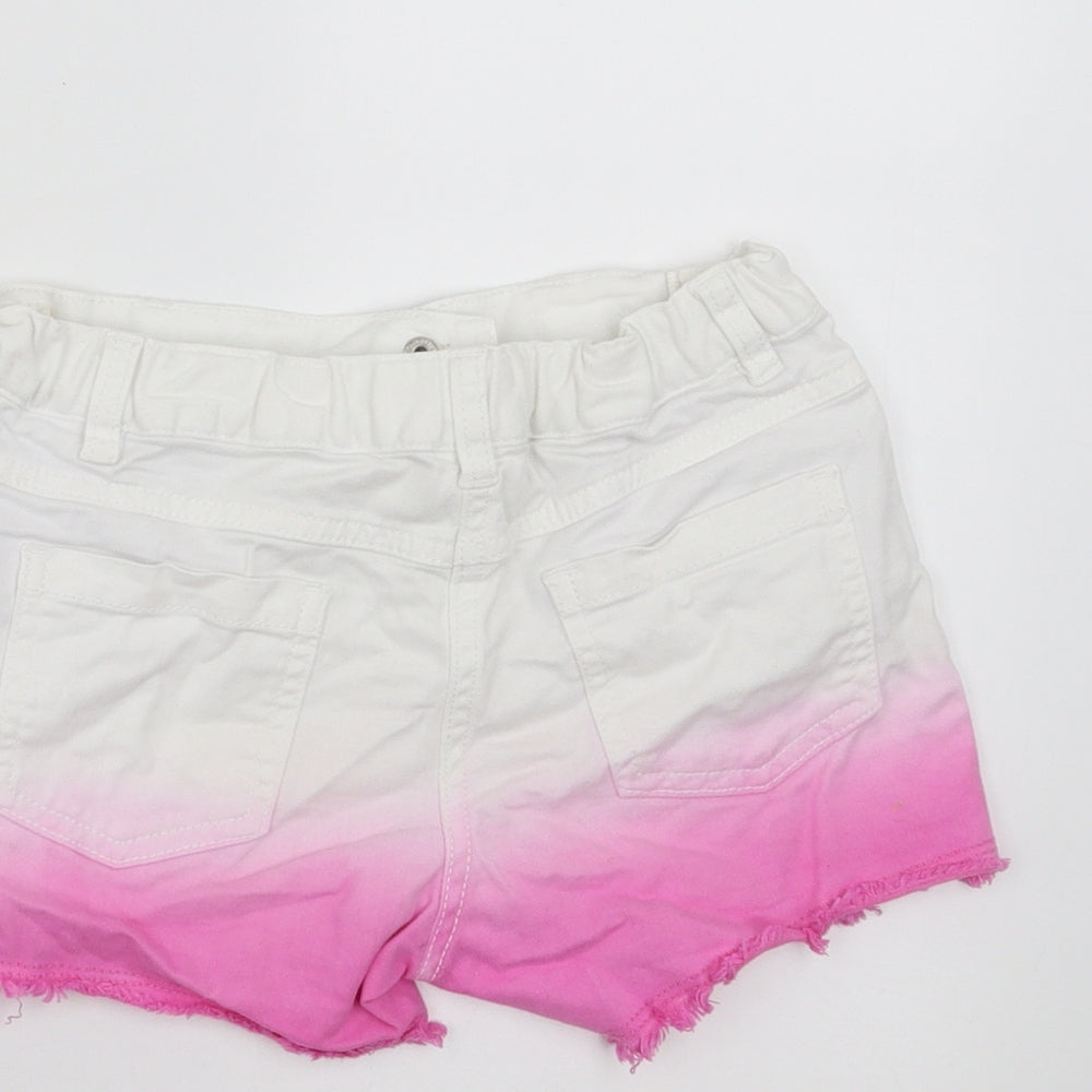 F&F Girls White  Denim Hot Pants Shorts Size 6-7 Years - Pink Ombre