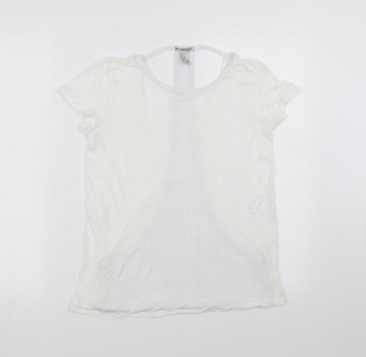 FOREVER 21 Womens White Basic T-Shirt Size M - open back