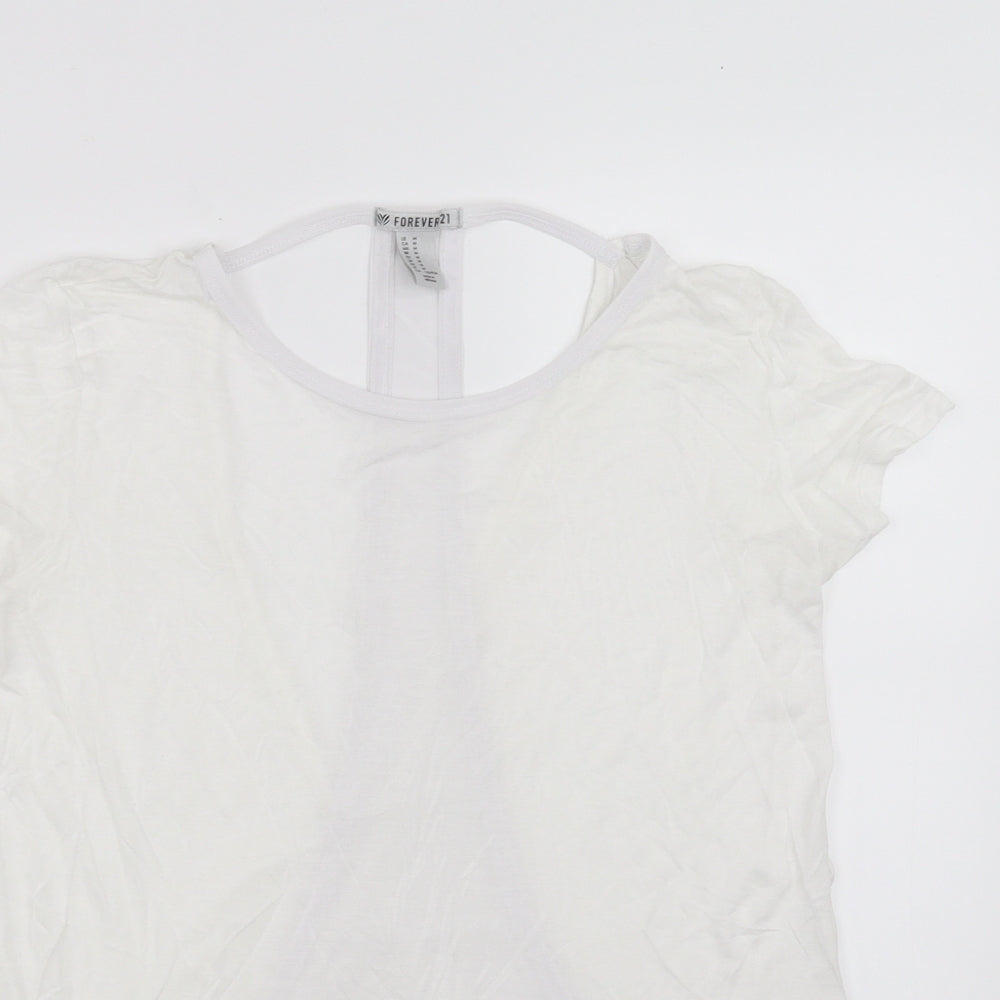 FOREVER 21 Womens White   Basic T-Shirt Size M  - open back