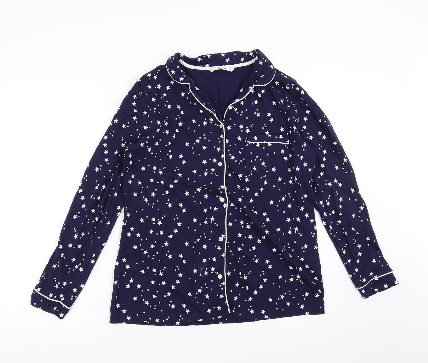 Sainsburys Womens Blue Geometric  Top Pyjama Top Size 12  - Star pattern