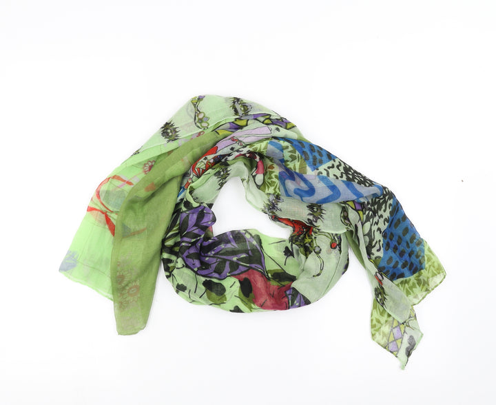 Preworn Womens Green Geometric Scarf