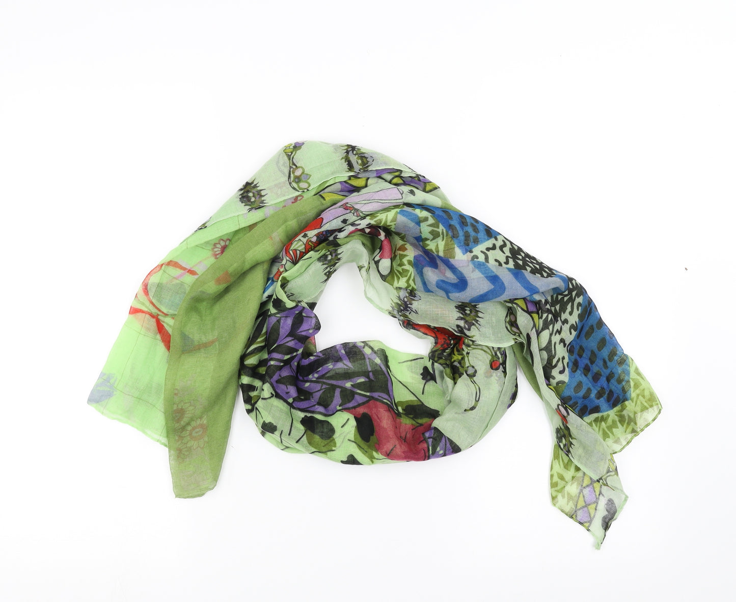 Preworn Womens Green Geometric   Scarf