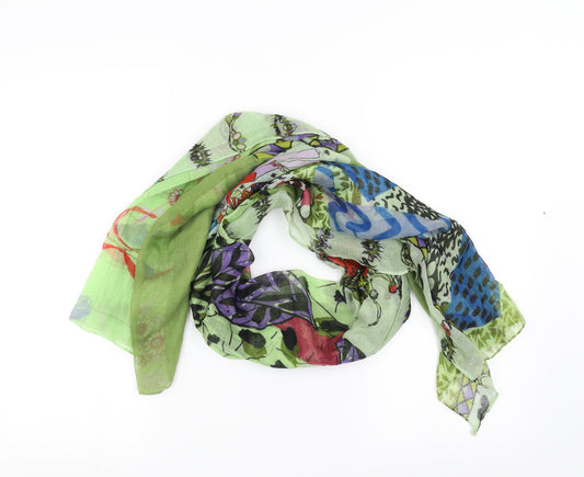 Front view of Preworn women’s green geometric scarf