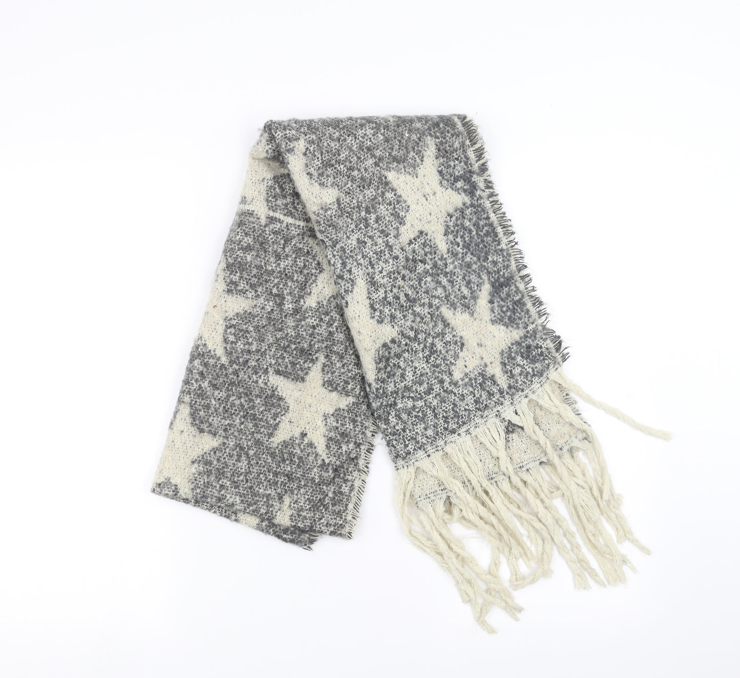 Preworn Womens Grey Geometric   Scarf   - Star pattern