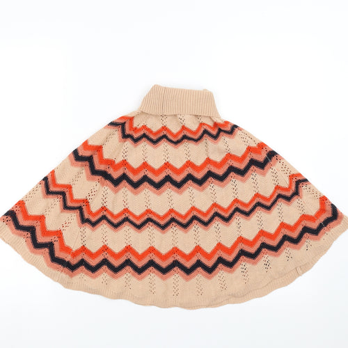 NEXT Girls Beige Geometric  Cape Jumper Size 5-6 Years