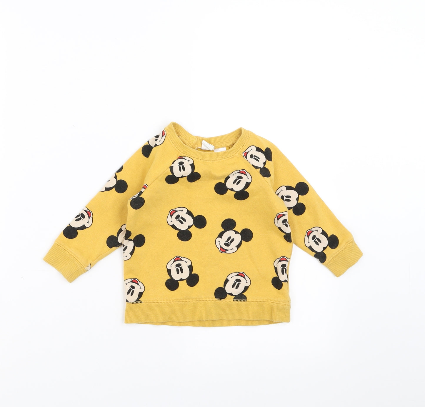 H&M Boys Yellow   Pullover Jumper Size 12-18 Months  - Mickey Mouse