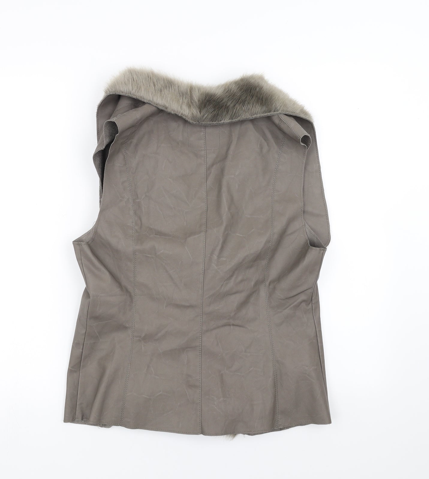 New Look Womens Grey   Gilet Jacket Size 14  - Fur trim