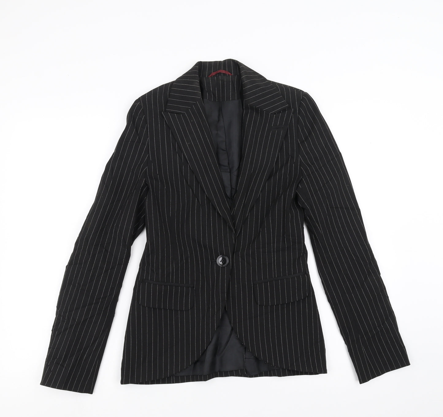 Topshop Womens Black Striped  Jacket Blazer Size 8